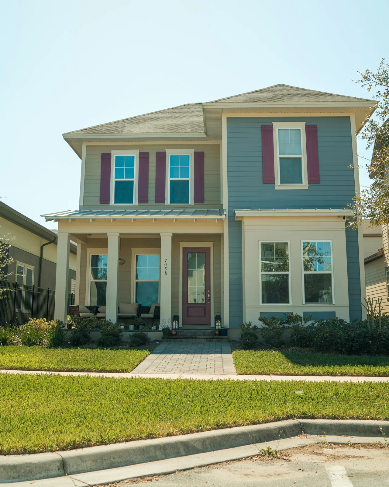 Family home with a front porch in Lake Nona, Orlando, Florida
